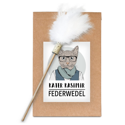 Federwedel mit Naturfedern - nachhaltiges Katzenspielzeug